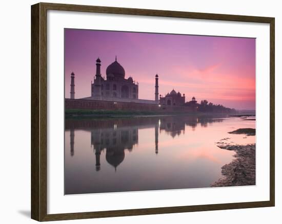 Taj Mahal From Along the Yamuna River at Dusk, India-Walter Bibikow-Framed Photographic Print