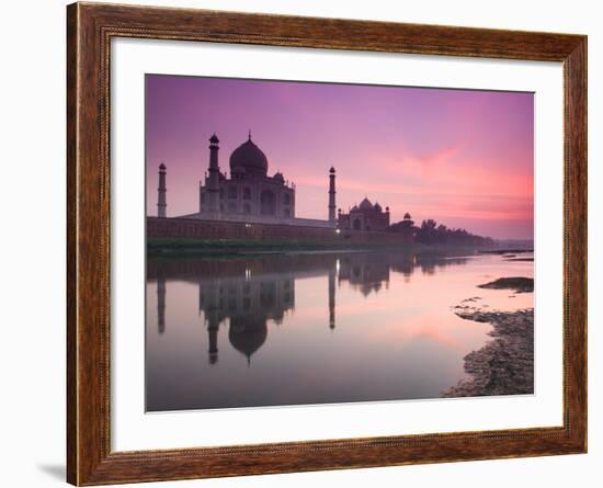 Taj Mahal From Along the Yamuna River at Dusk, India-Walter Bibikow-Framed Photographic Print