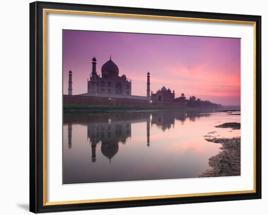 Taj Mahal From Along the Yamuna River at Dusk, India-Walter Bibikow-Framed Photographic Print