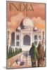 Taj Mahal, India - Lithograph Style-Lantern Press-Mounted Art Print