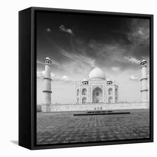 Taj Mahal. Indian Symbol - India Travel Background. Agra, India. Black and White Version-f9photos-Framed Premier Image Canvas