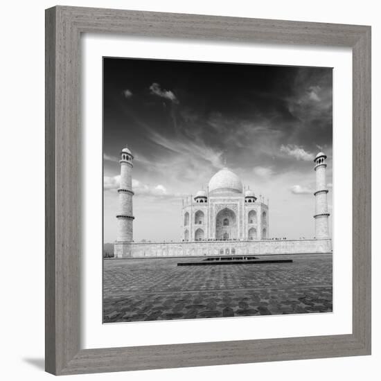 Taj Mahal. Indian Symbol - India Travel Background. Agra, India. Black and White Version-f9photos-Framed Photographic Print