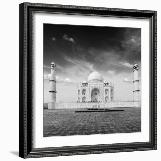 Taj Mahal. Indian Symbol - India Travel Background. Agra, India. Black and White Version-f9photos-Framed Photographic Print