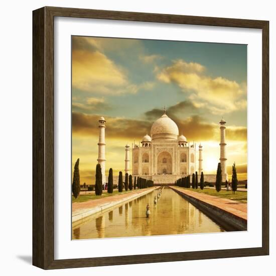 Taj Mahal Palace In India On Sunrise-Andrushko Galyna-Framed Art Print