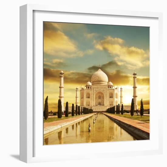 Taj Mahal Palace In India On Sunrise-Andrushko Galyna-Framed Art Print