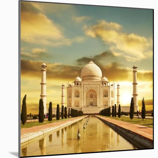 Taj Mahal Palace In India On Sunrise-Andrushko Galyna-Mounted Art Print