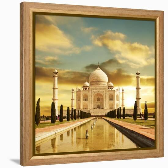 Taj Mahal Palace In India On Sunrise-Andrushko Galyna-Framed Stretched Canvas