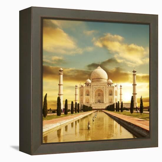 Taj Mahal Palace In India On Sunrise-Andrushko Galyna-Framed Stretched Canvas