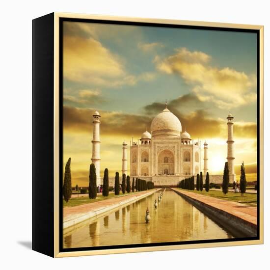 Taj Mahal Palace In India On Sunrise-Andrushko Galyna-Framed Stretched Canvas