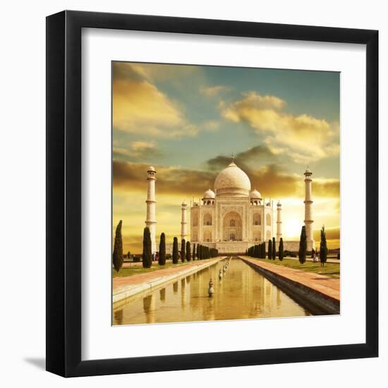 Taj Mahal Palace In India On Sunrise-Andrushko Galyna-Framed Art Print