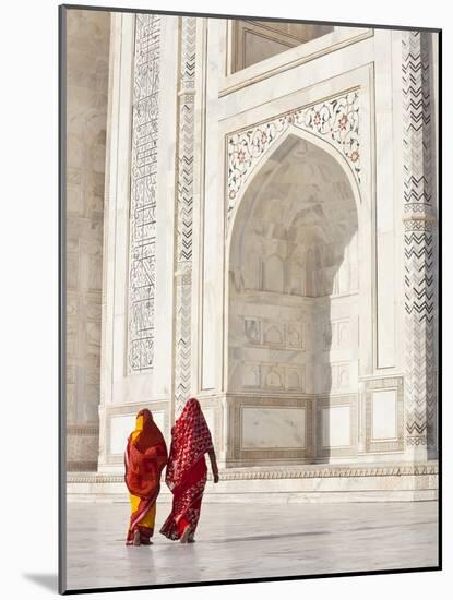 Taj Mahal, UNESCO World Heritage Site, Women in Colourful Saris, Agra, Uttar Pradesh State, India,-Gavin Hellier-Mounted Photographic Print