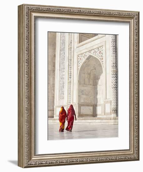 Taj Mahal, UNESCO World Heritage Site, Women in Colourful Saris, Agra, Uttar Pradesh State, India,-Gavin Hellier-Framed Photographic Print