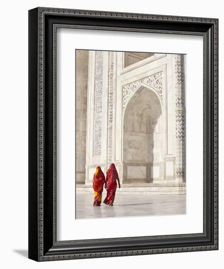 Taj Mahal, UNESCO World Heritage Site, Women in Colourful Saris, Agra, Uttar Pradesh State, India,-Gavin Hellier-Framed Photographic Print