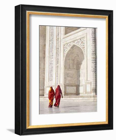 Taj Mahal, UNESCO World Heritage Site, Women in Colourful Saris, Agra, Uttar Pradesh State, India,-Gavin Hellier-Framed Photographic Print