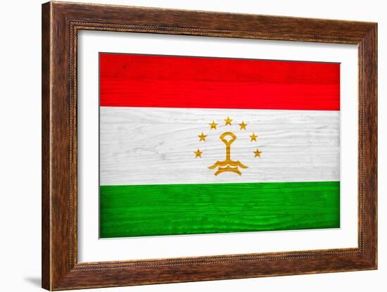 Tajikistan Flag Design with Wood Patterning - Flags of the World Series-Philippe Hugonnard-Framed Art Print