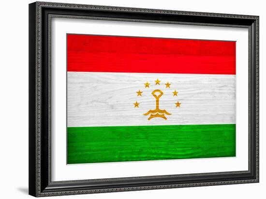 Tajikistan Flag Design with Wood Patterning - Flags of the World Series-Philippe Hugonnard-Framed Art Print