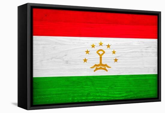 Tajikistan Flag Design with Wood Patterning - Flags of the World Series-Philippe Hugonnard-Framed Stretched Canvas