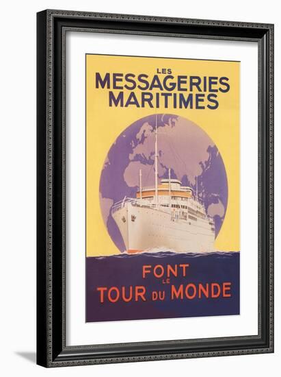 Take a Cruise Around the World with les Messageries Maritimes-Sandy Hook-Framed Art Print