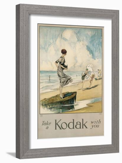 'Take a Kodak with you' - Ein Werbeplakat der Firma Kodak. Ca. 1910-Claude Shepperson-Framed Giclee Print