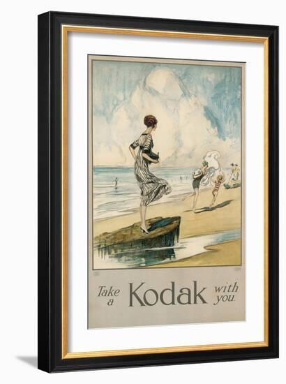 'Take a Kodak with you' - Ein Werbeplakat der Firma Kodak. Ca. 1910-Claude Shepperson-Framed Giclee Print