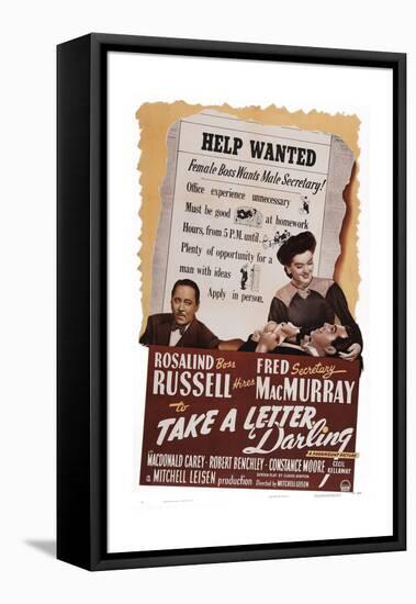 Take a Letter, Darling, from Left: Robert Benchley, Fred Macmurray, Rosalind Russell, 1942-null-Framed Stretched Canvas