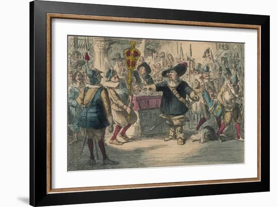 Take Away That Bauble: Cromwell Dissolving the Long Parliament, 1850-John Leech-Framed Giclee Print