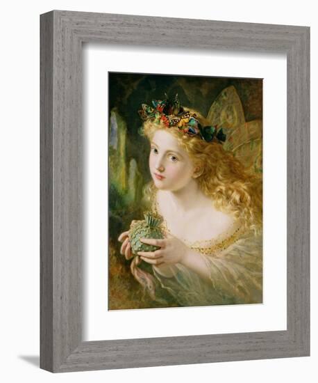 Take the Fair Face of Woman, and Gently Suspending, with Butterflies, Flowers, and Jewels Attending-Sophie Anderson-Framed Premium Giclee Print