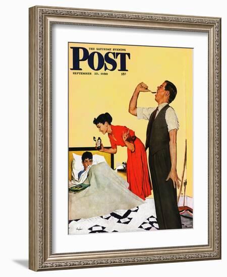 "Take Your Medicine" Saturday Evening Post Cover, September 23, 1950-George Hughes-Framed Giclee Print