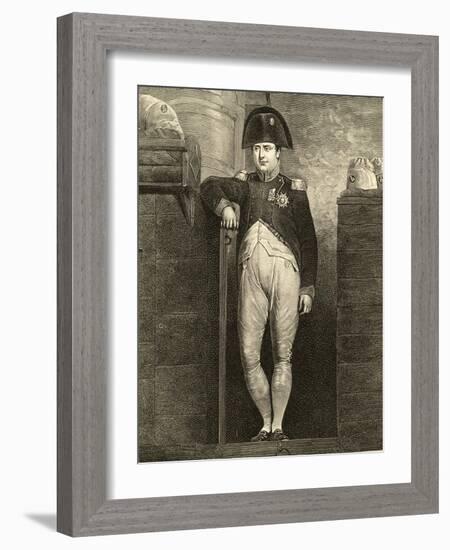 Taken to Plymouth as Prisoner after Waterloo Napoleon Poses on the Gangway of the Bellerophon-Charles Lockhart-Framed Art Print