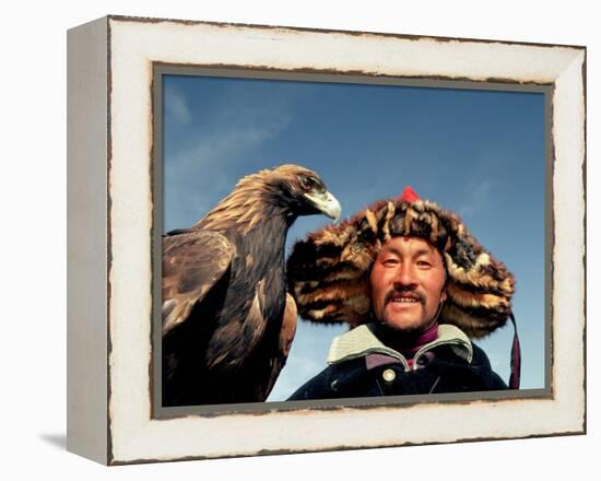 Takhuu Head Eagle Man, Altai Sum, Golden Eagle Festival, Mongolia-Amos Nachoum-Framed Premier Image Canvas