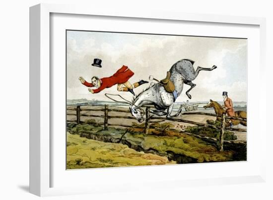 Taking a Tumble, from 'Qualified Horses and Unqualified Riders', 1815-Henry Thomas Alken-Framed Giclee Print