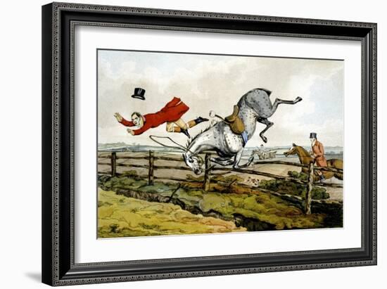 Taking a Tumble, from 'Qualified Horses and Unqualified Riders', 1815-Henry Thomas Alken-Framed Giclee Print