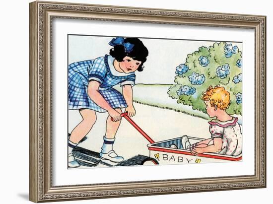 Taking Baby Sister For a Ride-Julia Letheld Hahn-Framed Art Print