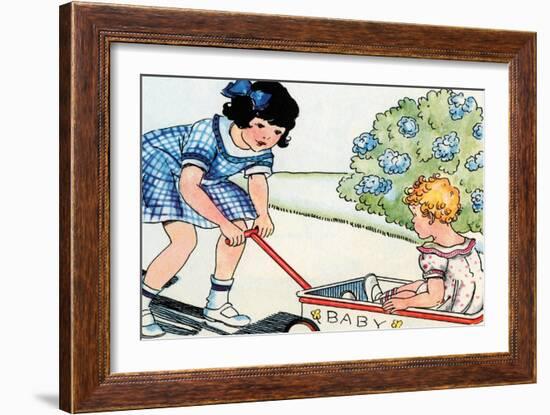 Taking Baby Sister For a Ride-Julia Letheld Hahn-Framed Art Print