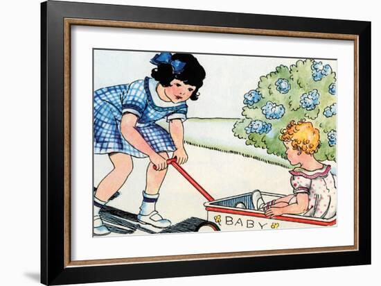 Taking Baby Sister For a Ride-Julia Letheld Hahn-Framed Art Print