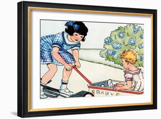 Taking Baby Sister For a Ride-Julia Letheld Hahn-Framed Art Print