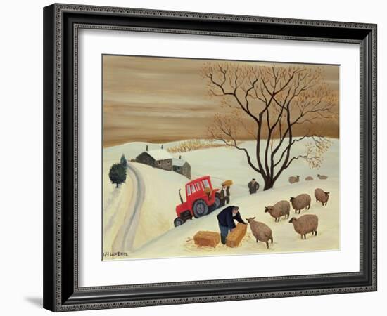 Taking Hay to the Sheep by Tractor-Margaret Loxton-Framed Giclee Print