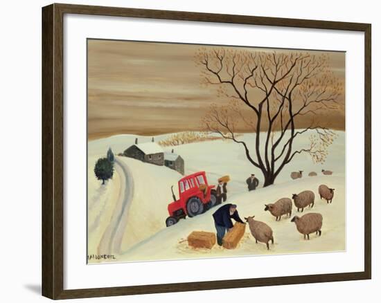 Taking Hay to the Sheep by Tractor-Margaret Loxton-Framed Giclee Print