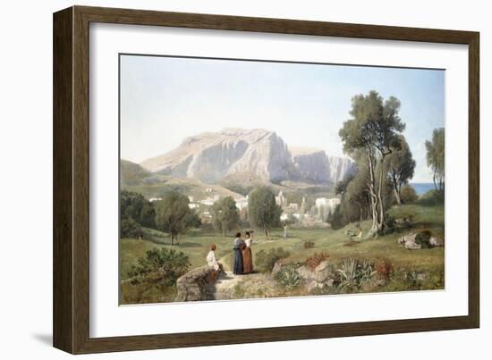 Taking in the View on the Island of Capri in the Gulf of Naples, 1853-Henri-Joseph Harpignies-Framed Giclee Print