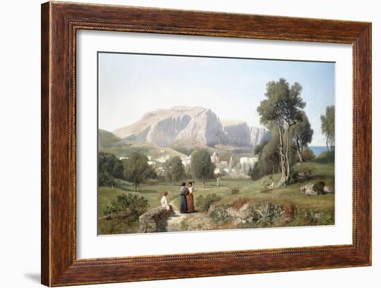 Taking in the View on the Island of Capri in the Gulf of Naples, 1853-Henri-Joseph Harpignies-Framed Giclee Print