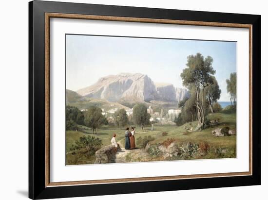 Taking in the View on the Island of Capri in the Gulf of Naples, 1853-Henri-Joseph Harpignies-Framed Giclee Print