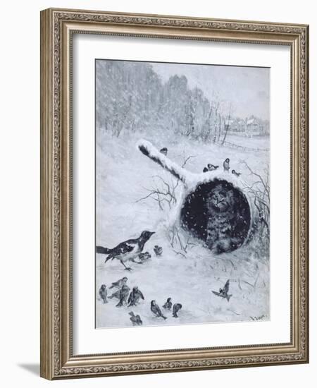 Taking Shelter-Louis Wain-Framed Giclee Print