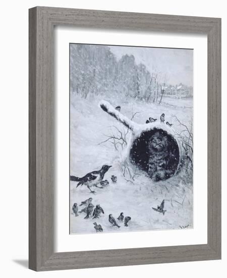 Taking Shelter-Louis Wain-Framed Giclee Print