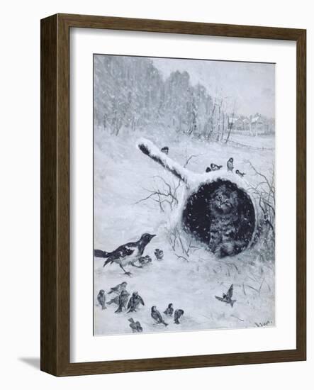 Taking Shelter-Louis Wain-Framed Giclee Print