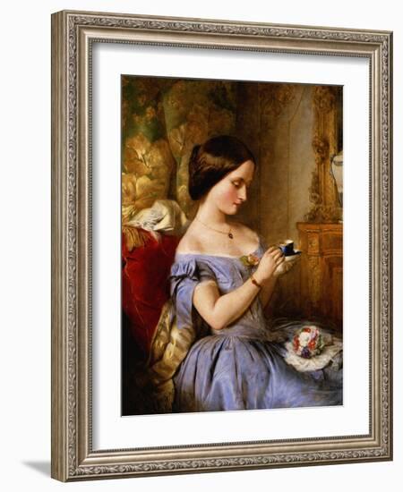 Taking Tea in the Drawing Room-Arthur Hughes-Framed Giclee Print