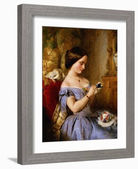 Taking Tea in the Drawing Room-Arthur Hughes-Framed Giclee Print