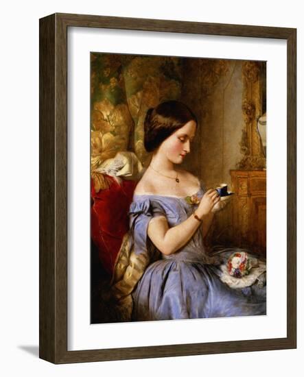 Taking Tea in the Drawing Room-Arthur Hughes-Framed Giclee Print