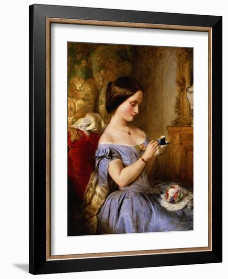 Taking Tea in the Drawing Room-Arthur Hughes-Framed Giclee Print