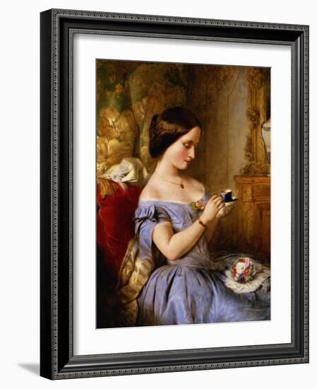 Taking Tea in the Drawing Room-Arthur Hughes-Framed Giclee Print