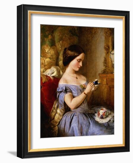 Taking Tea in the Drawing Room-Arthur Hughes-Framed Giclee Print